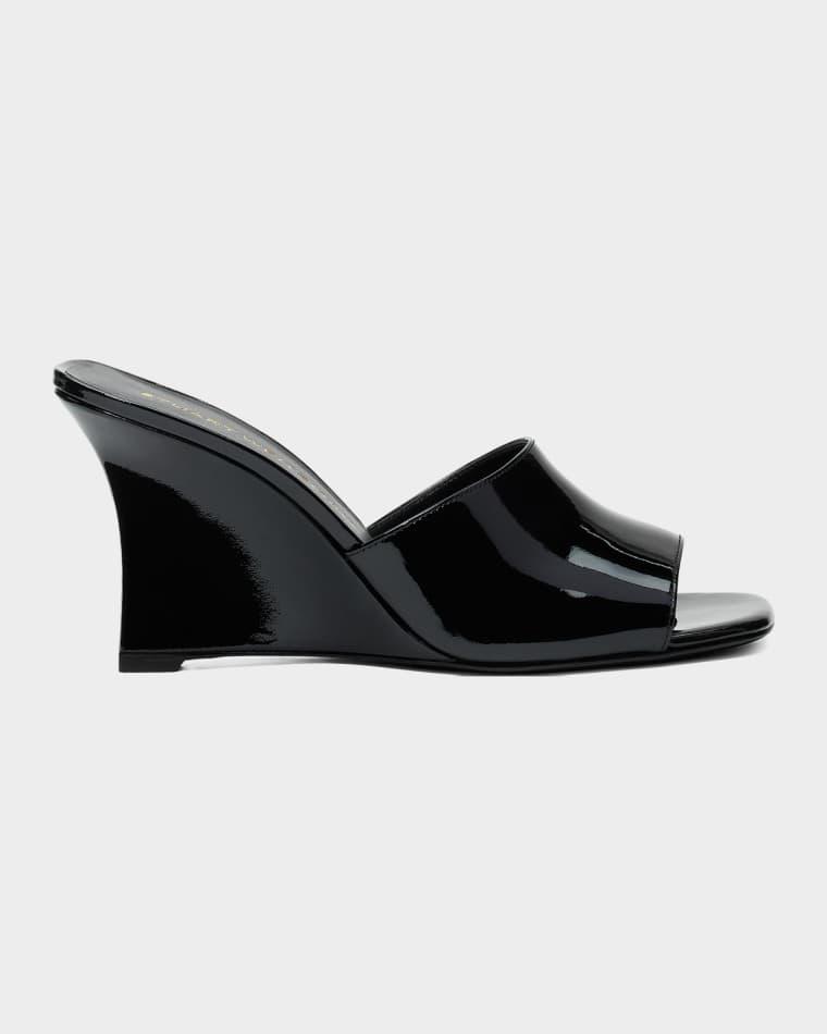 85mm Vinnie Patent Leather Wedge Mules by STUART WEITZMAN