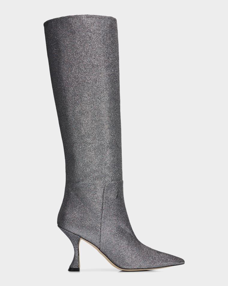 85mm XCurve Metallic Knee-High Boots by STUART WEITZMAN