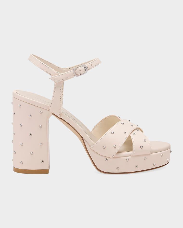 90mm Dayna Sostud Leather Platform Sandals by STUART WEITZMAN