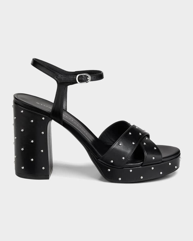 90mm Dayna Sostud Leather Platform Sandals by STUART WEITZMAN