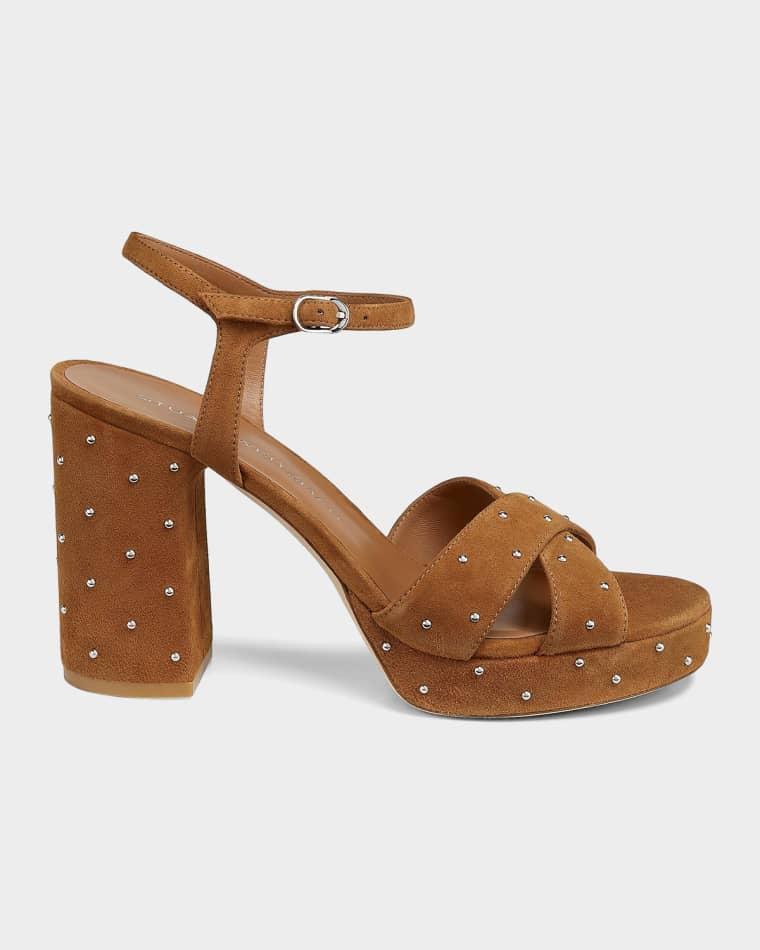 90mm Dayna Sostud Suede Platform Sandals by STUART WEITZMAN