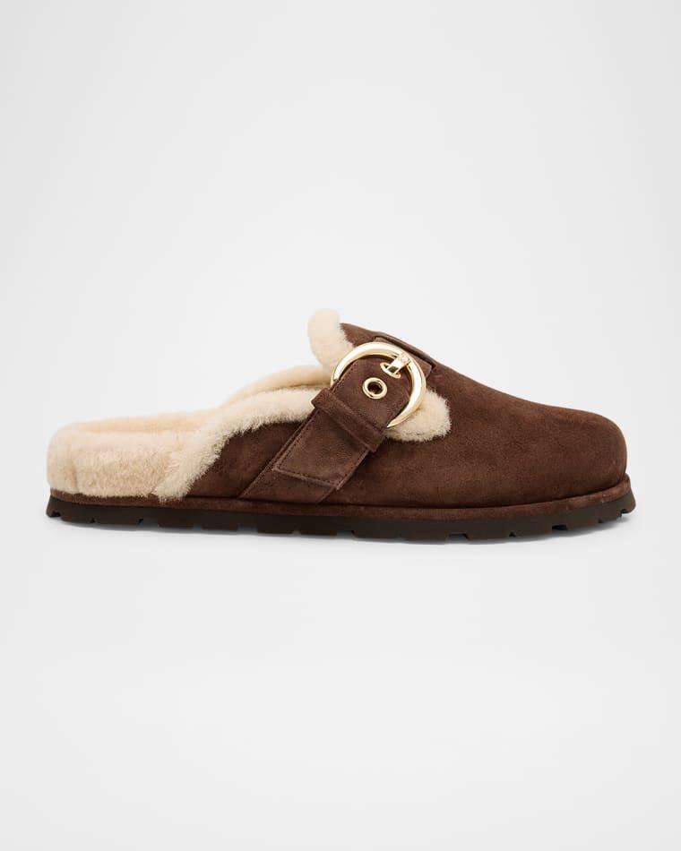 Chrystie Shearling-Lined Suede Mules by STUART WEITZMAN
