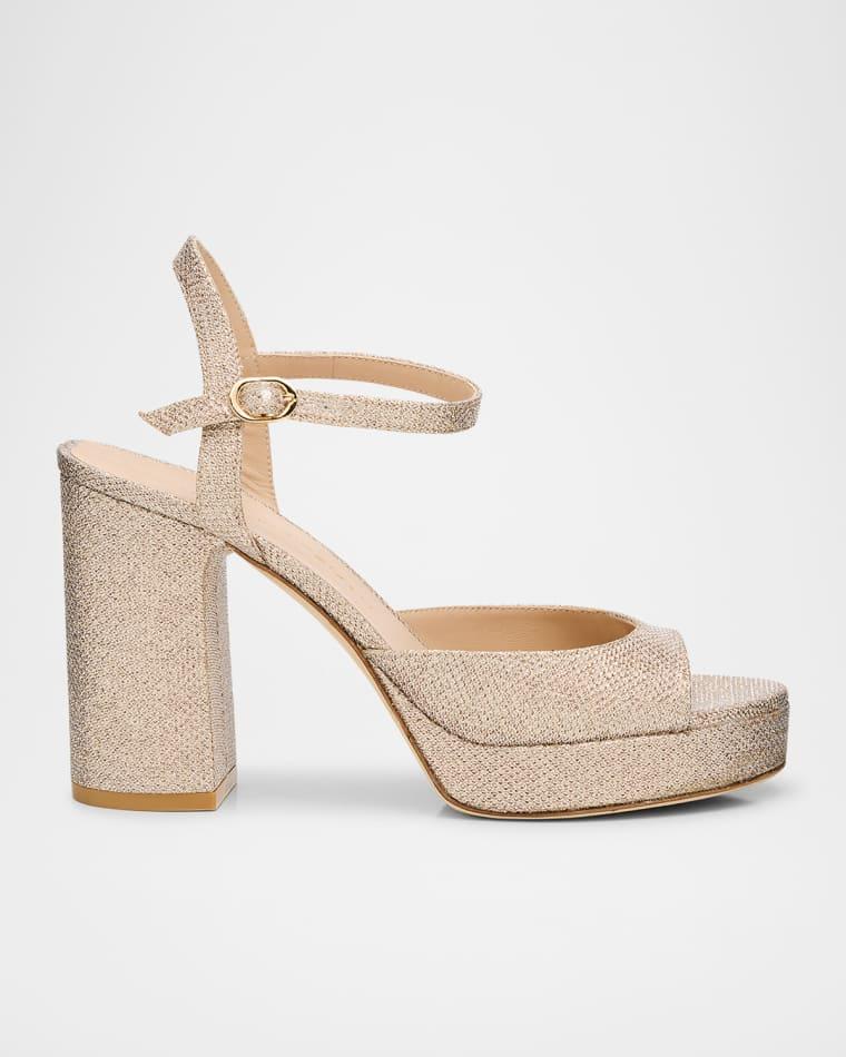 Dayna Shimmer Ankle-Strap Platform Sandals by STUART WEITZMAN
