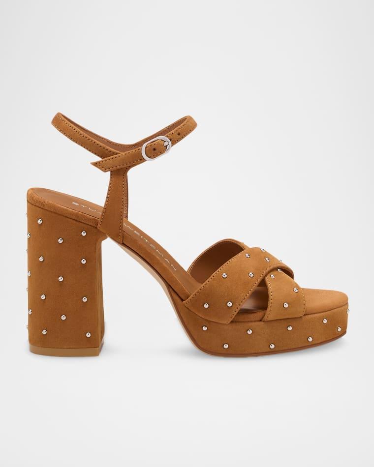 Dayna Sostud Suede Ankle-Strap Platform Sandals by STUART WEITZMAN