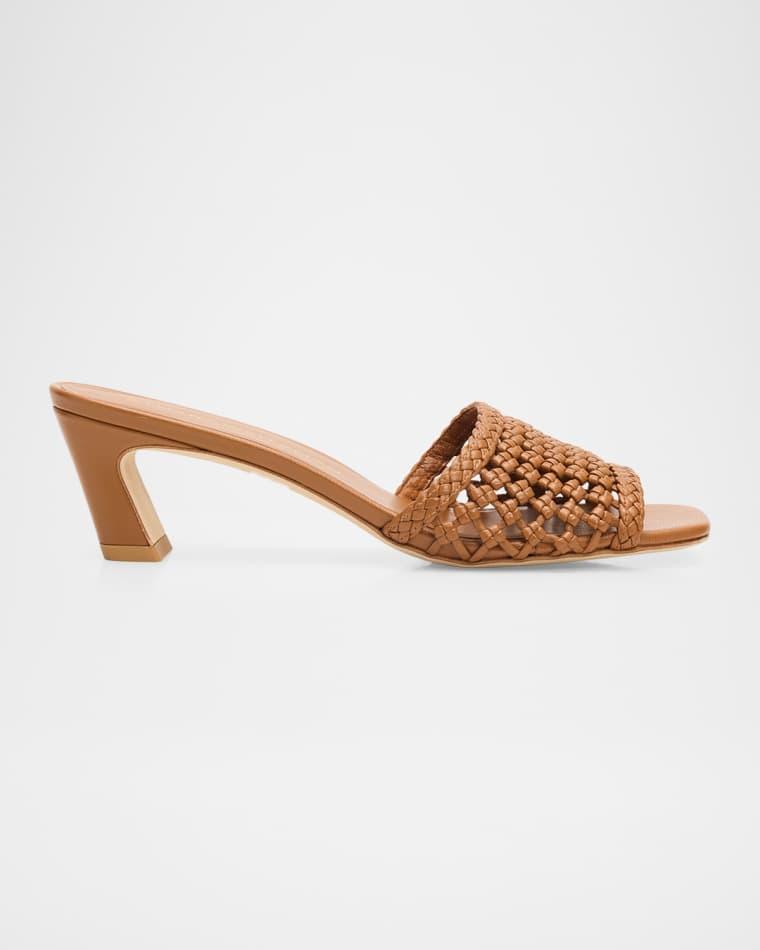 Marina 50mm Leather Angled-Heel Slide Sandals by STUART WEITZMAN