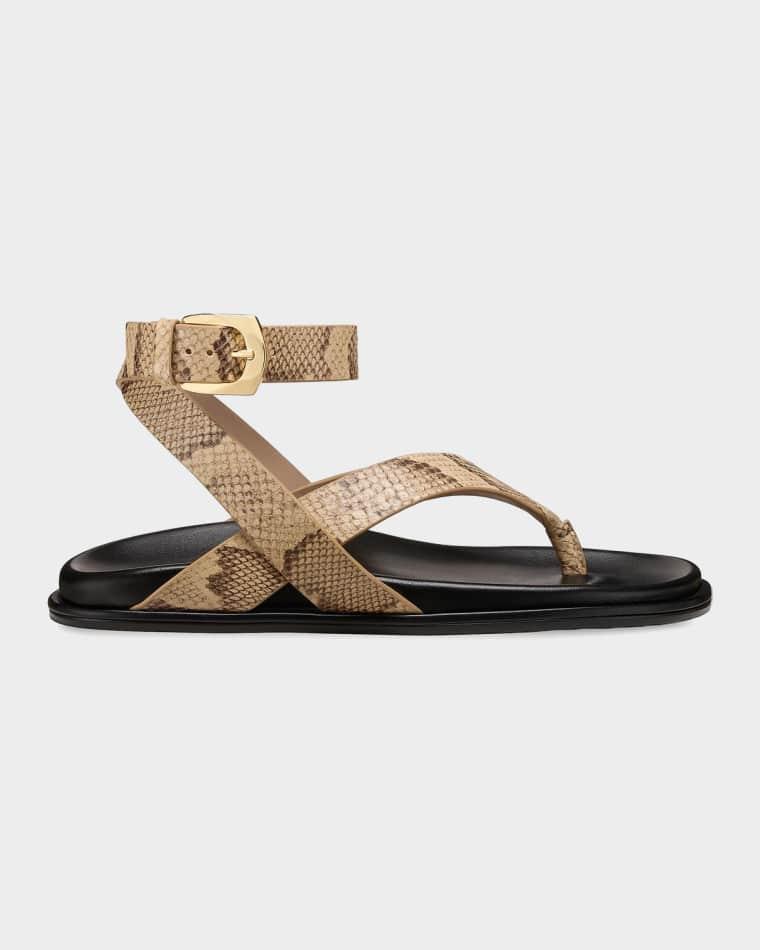 MaryKate Snake-Printed Leather Sandals by STUART WEITZMAN