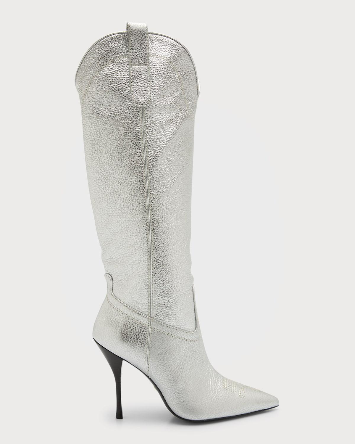 Outwest Metallic Calfskin Stiletto Western Boots by STUART WEITZMAN