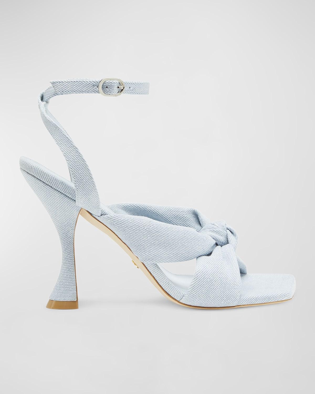 Playa Ankle-Strap Knot Denim Sandals by STUART WEITZMAN
