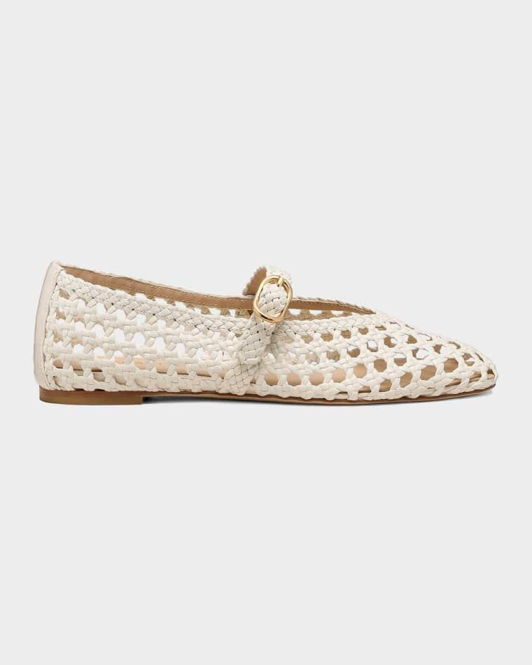 Prim Woven Leather Mary Jane Ballerina Flats by STUART WEITZMAN