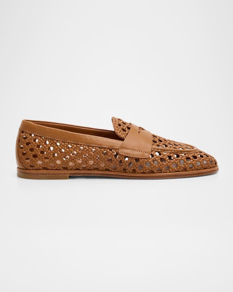 Spencer Woven Leather Penny Loafers by STUART WEITZMAN