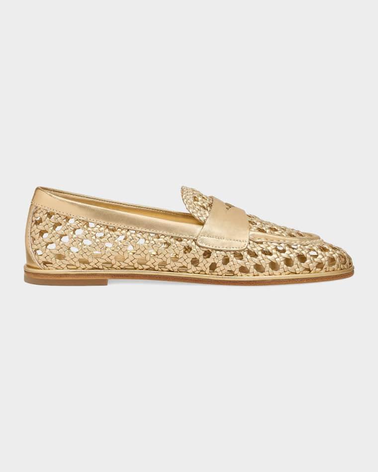 Spencer Woven Metallic Leather Penny Loafers by STUART WEITZMAN