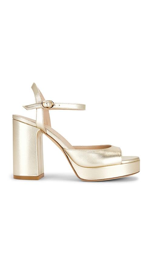 Stuart Weitzman Dayna II Platform Sandal in Metallic Gold by STUART WEITZMAN