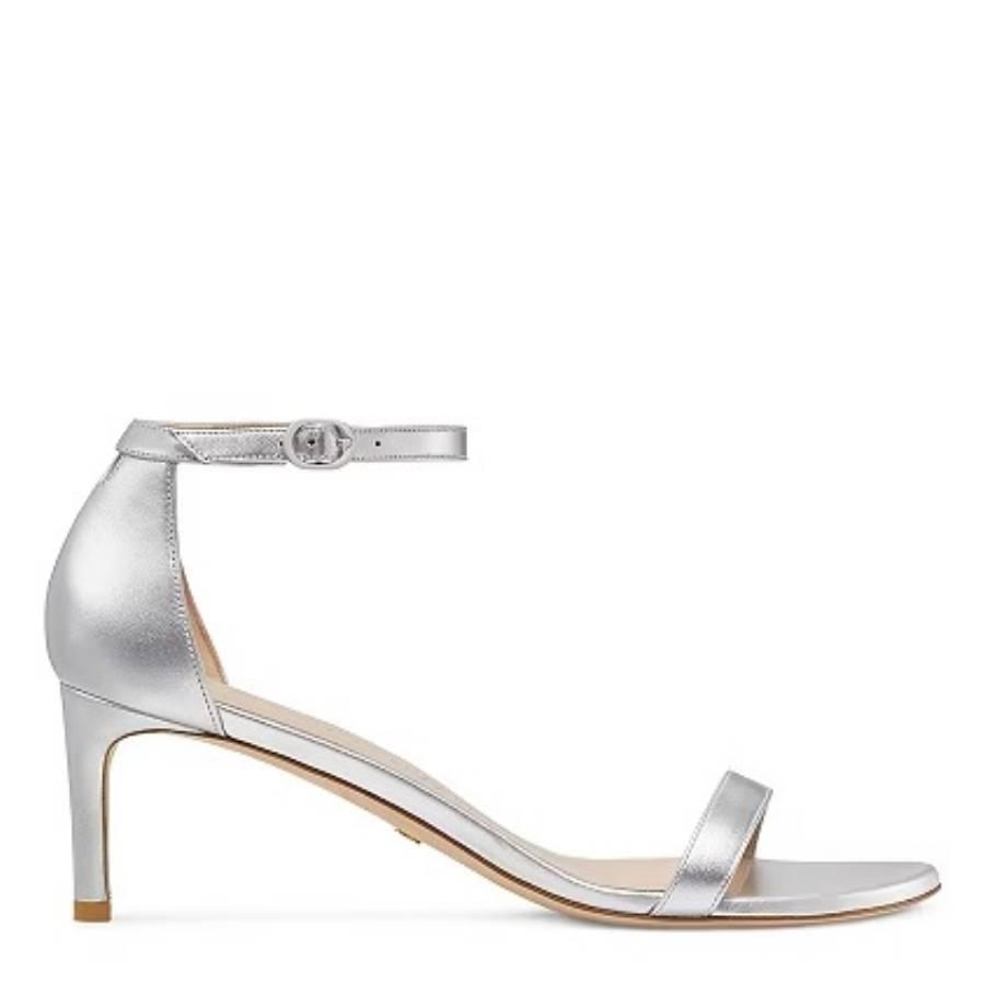 Stuart Weitzman Silver Nunakedstraight 60 Sandals by STUART WEITZMAN