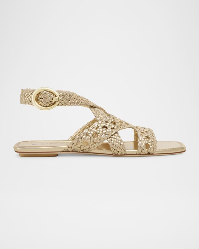 Thea Metallic Braided Slingback Sandals by STUART WEITZMAN Thea Metallic Braided Slingback Sandals by STUART WEITZMAN