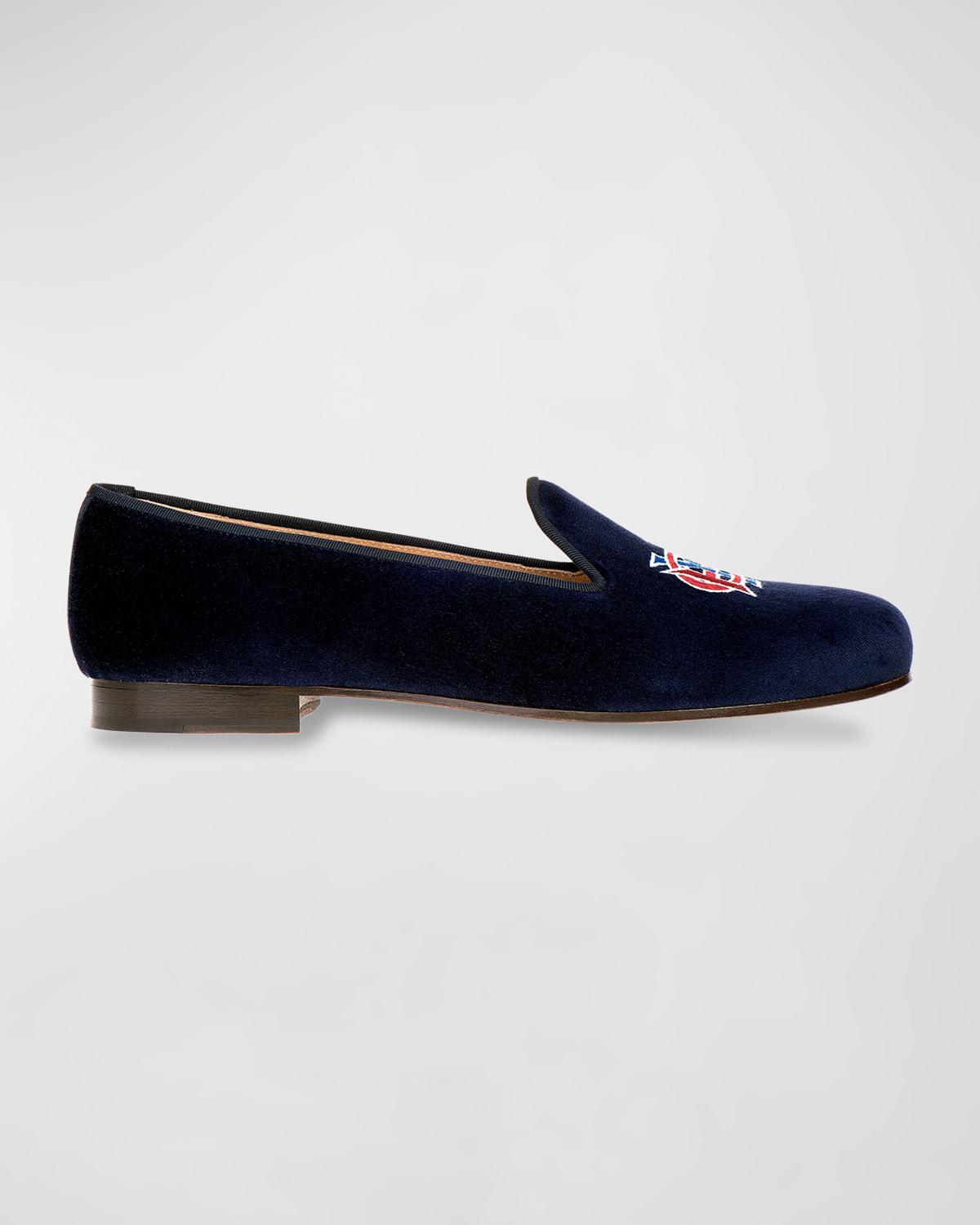 Men's Embroidered HYC Velvet Slippers by STUBBS&WOOTTON