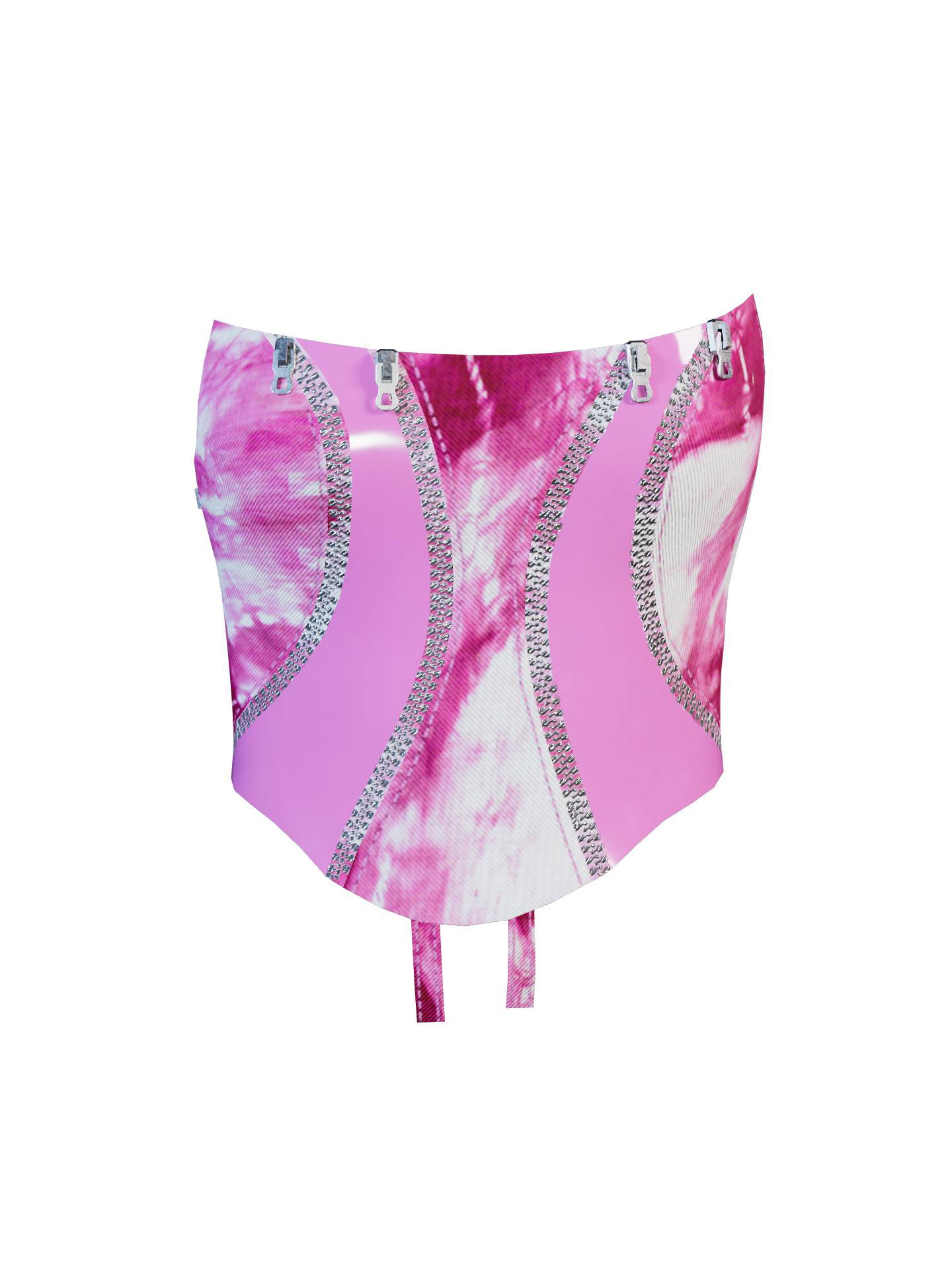 Latex Denim corset top pink by STUDIO FCLX