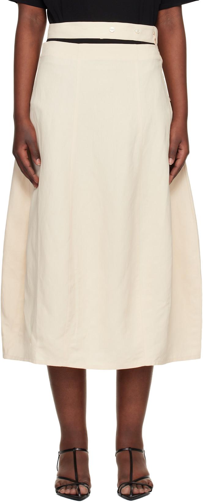 Beige Orcha Midi Skirt by STUDIO NICHOLSON