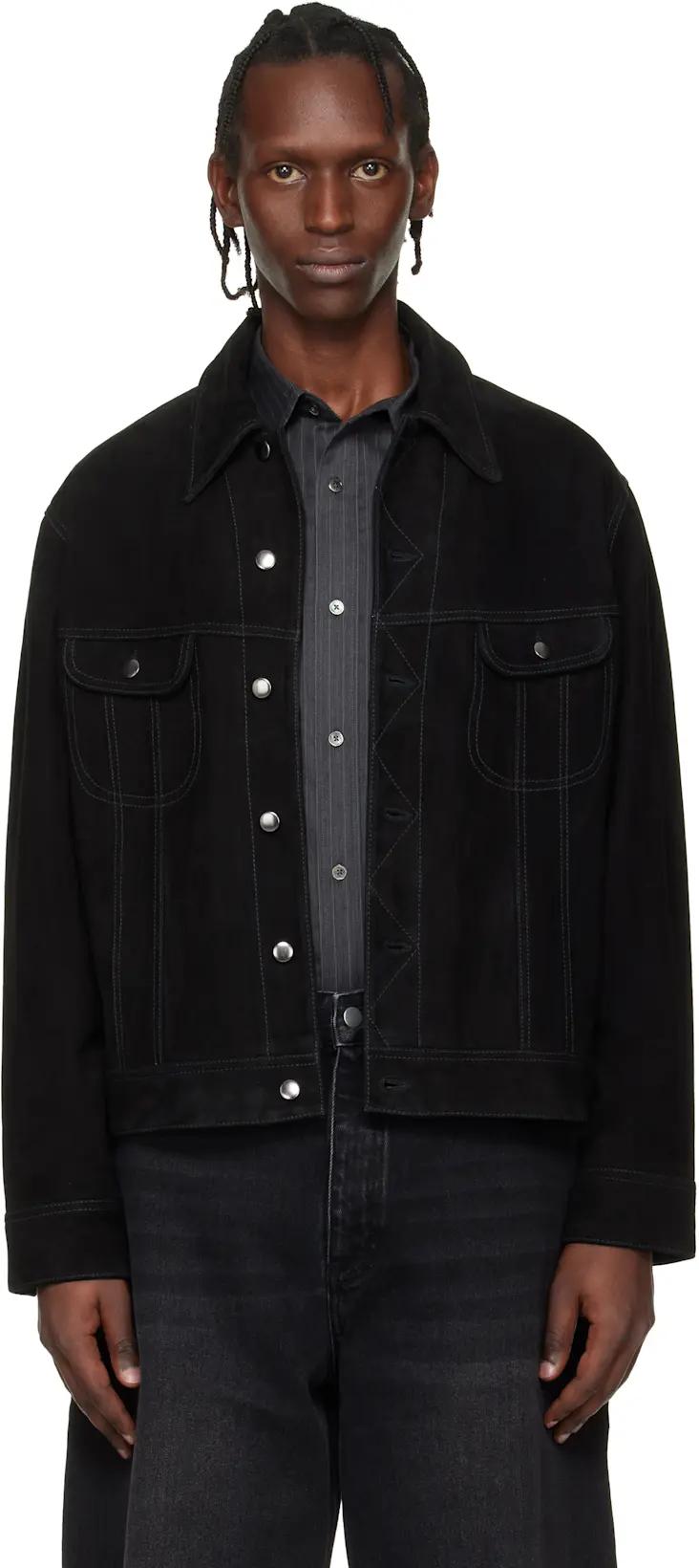 Black Aaron Levine Edition Boston Suede Jacket by STUDIO NICHOLSON