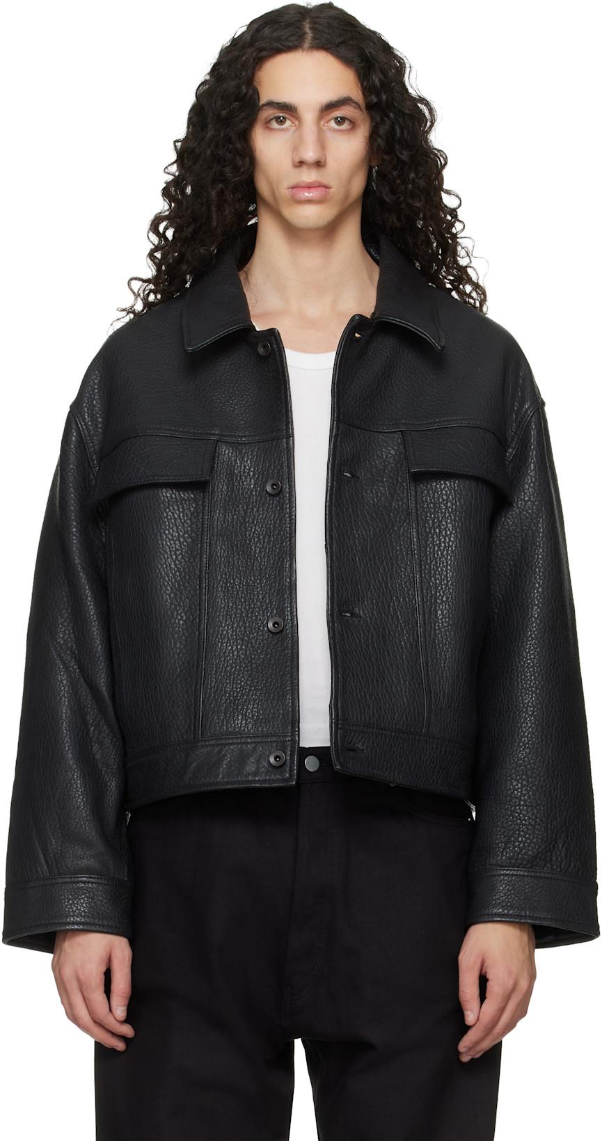 Black Doyard Leather Jacket by STUDIO NICHOLSON