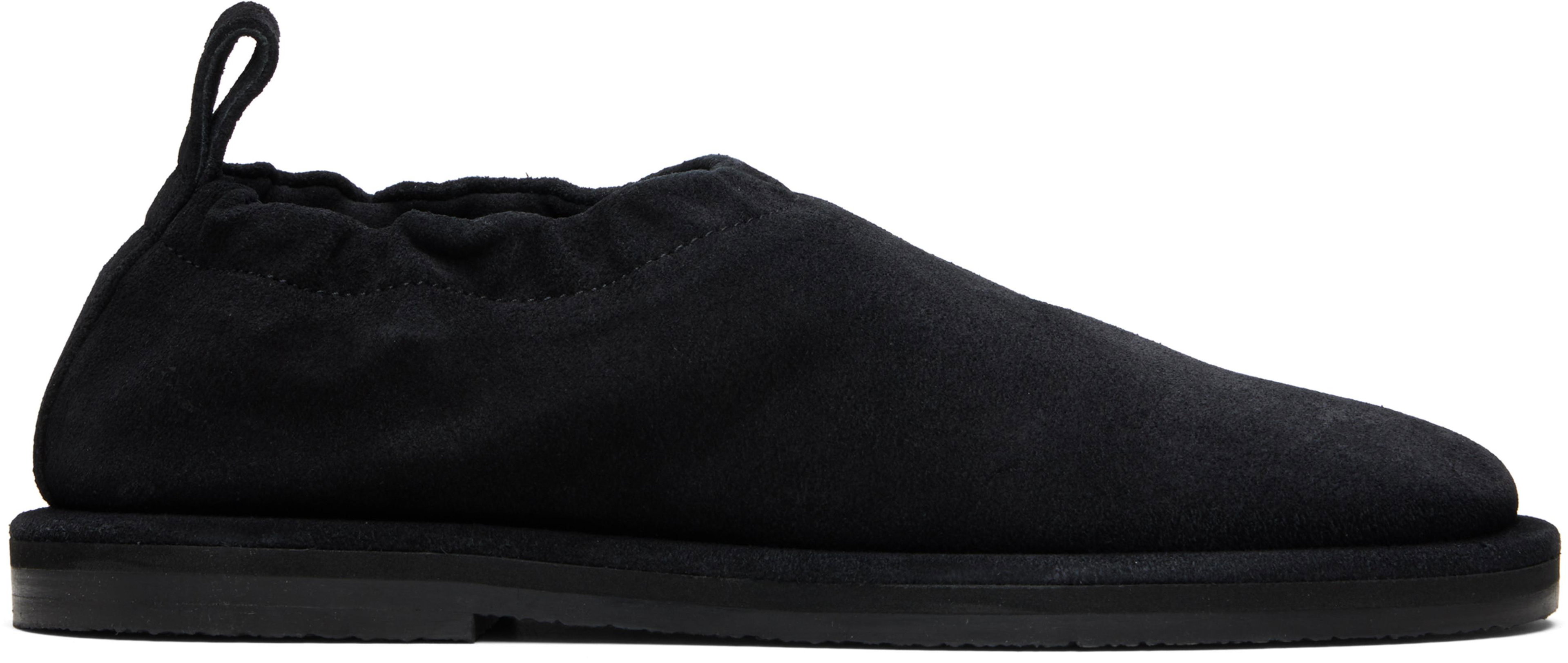 Black Korine Suede Slippers by STUDIO NICHOLSON