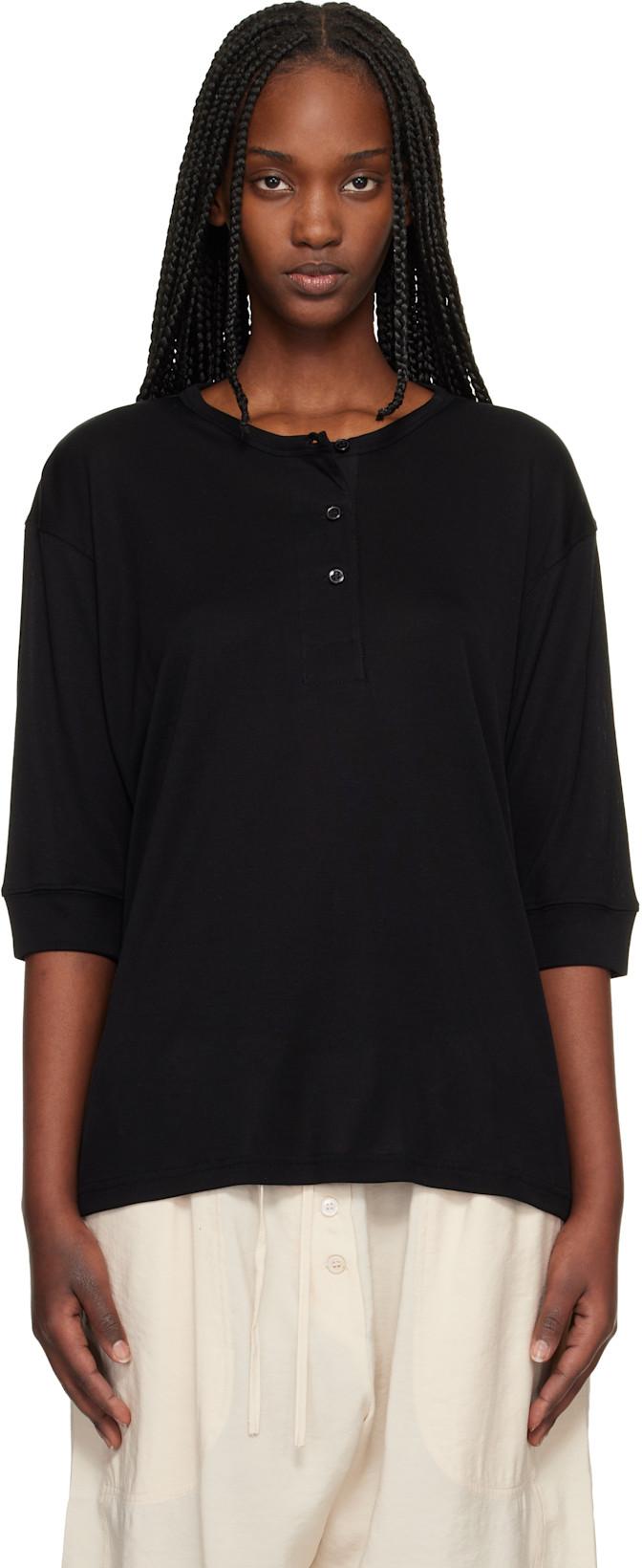 Black Lorem Jersey Henley by STUDIO NICHOLSON
