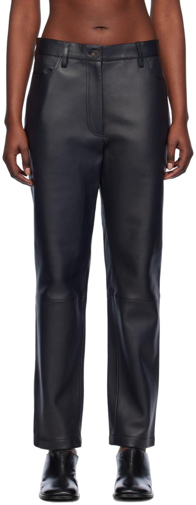Black Opie Leather Pants by STUDIO NICHOLSON