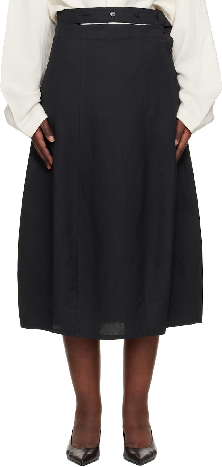 Black Orcha Midi Skirt by STUDIO NICHOLSON