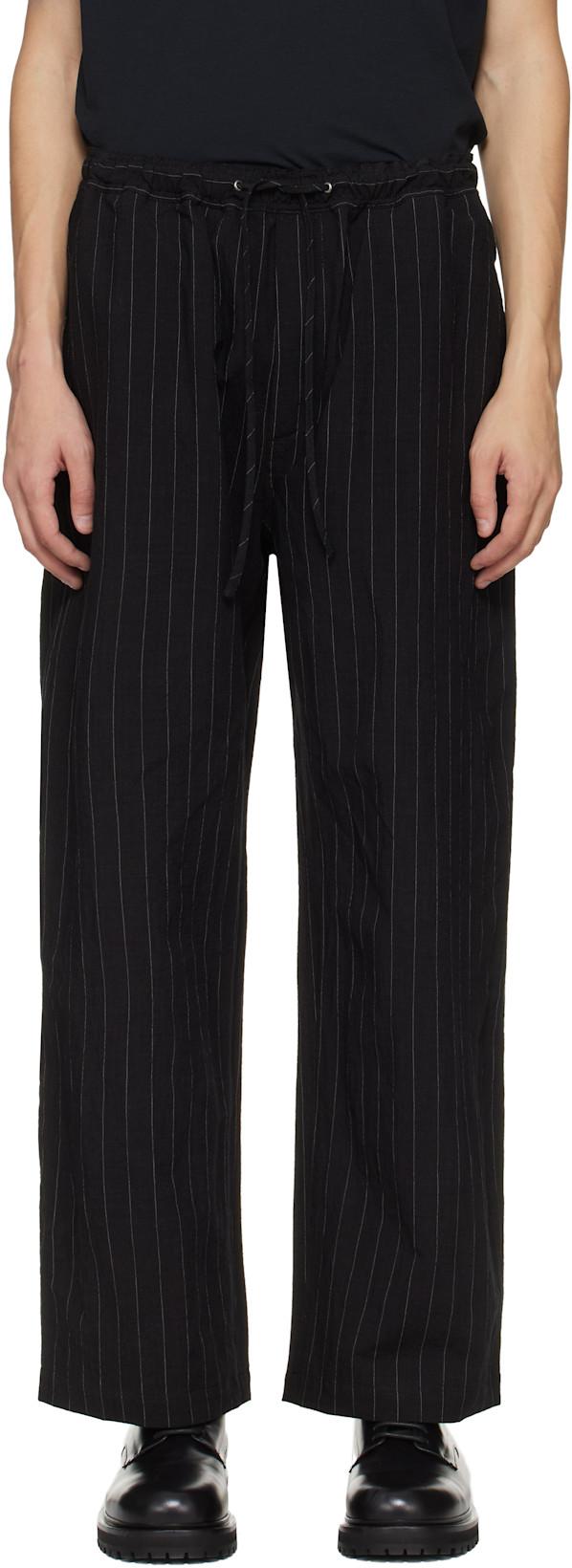 Black Sonny Pinstripe Trousers by STUDIO NICHOLSON
