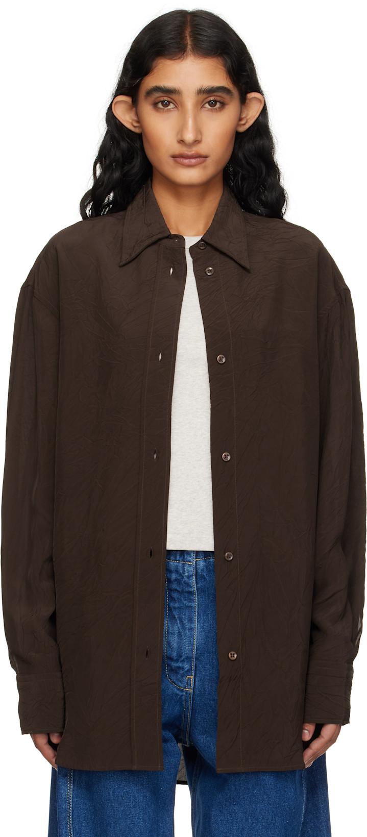 Brown Rouen Shirt by STUDIO NICHOLSON
