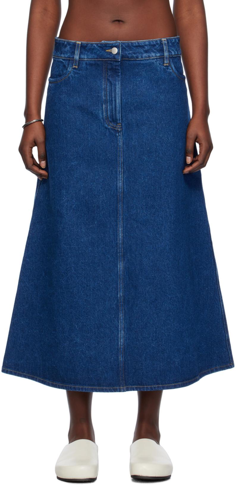 Indigo A-Line Denim Maxi Skirt by STUDIO NICHOLSON