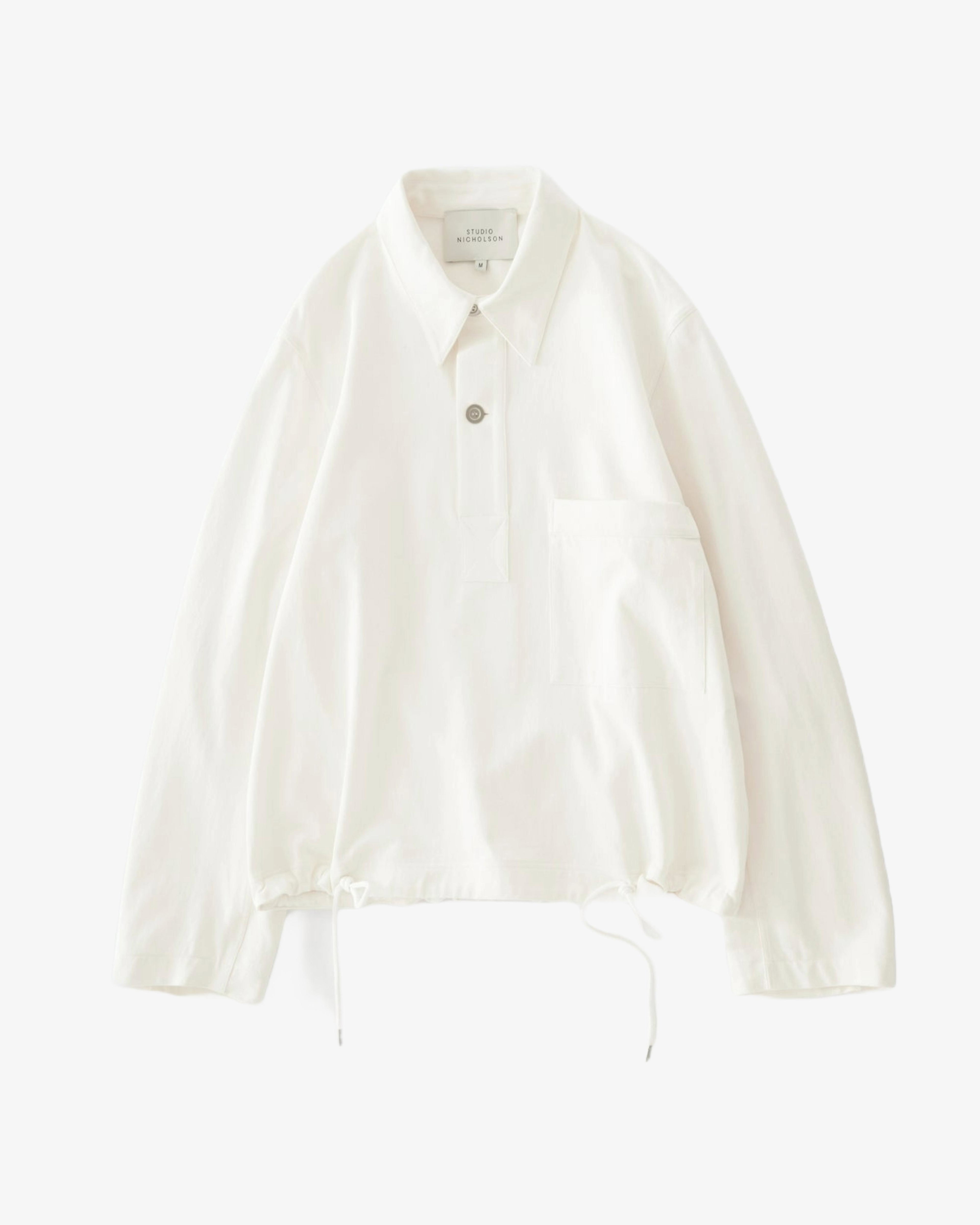 STUDIO NICHOLSON - Men's Drawcord Shirt - (White) by STUDIO NICHOLSON