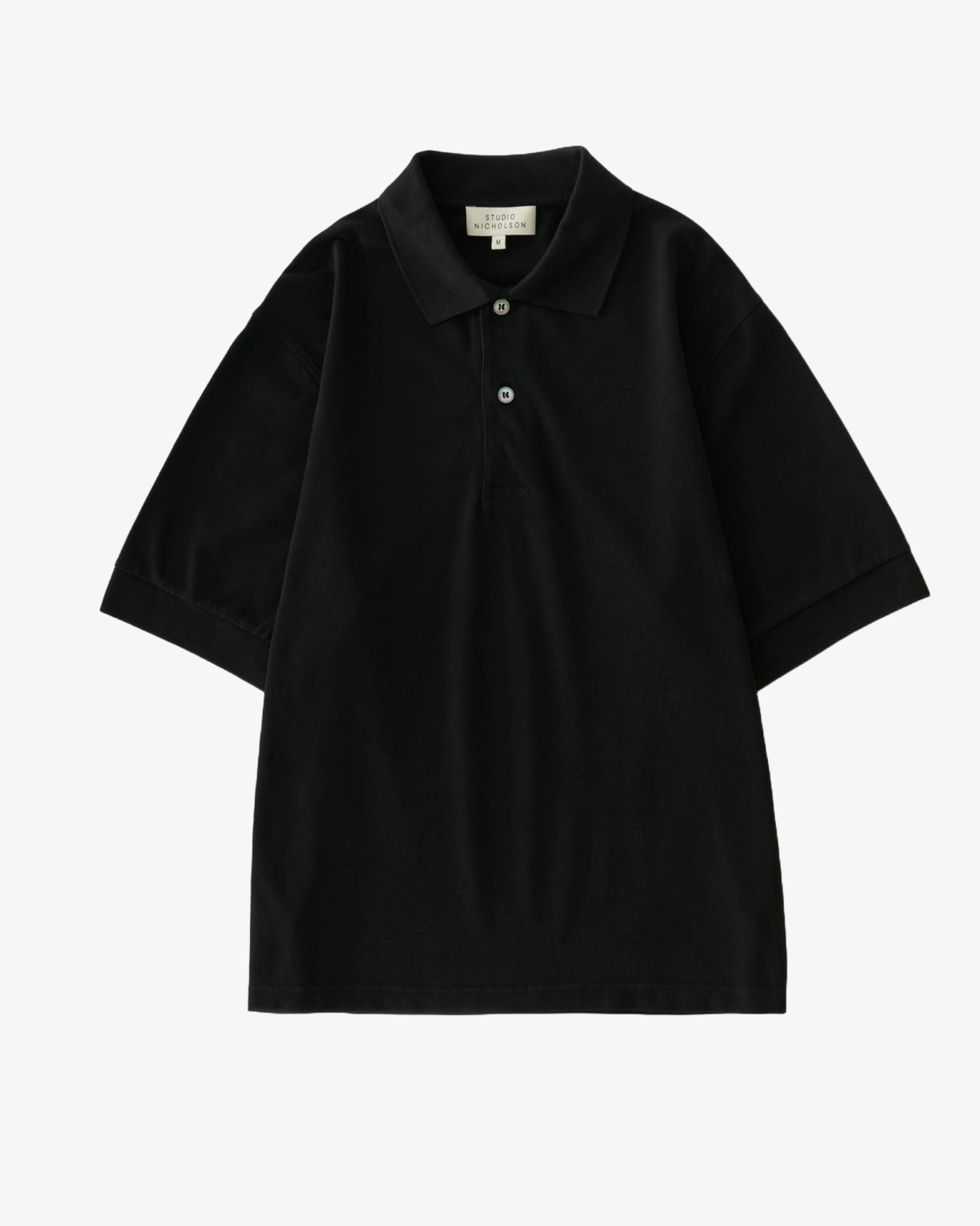 STUDIO NICHOLSON - Men's Short Sleeve Polo - (Black) by STUDIO NICHOLSON
