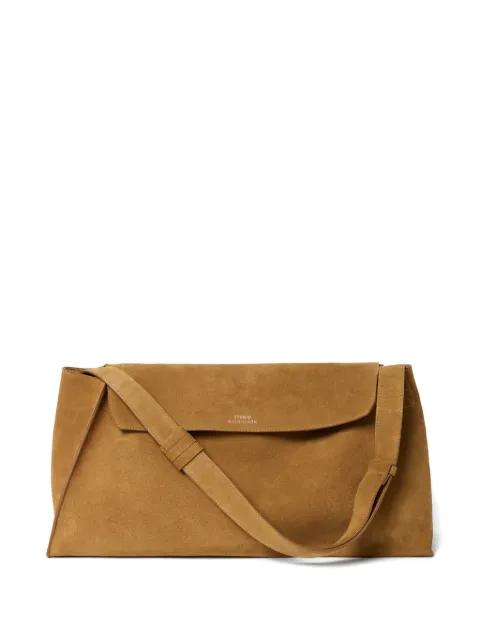 Shiboru trapezoid magnetic suede bag by STUDIO NICHOLSON