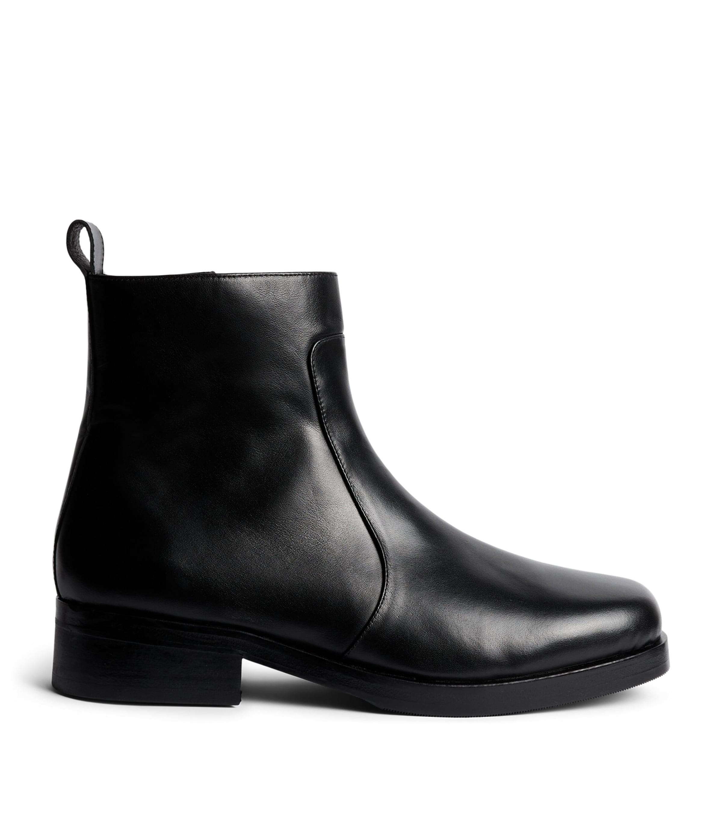 Studio Nicholson Leather Square-Toe Boots by STUDIO NICHOLSON