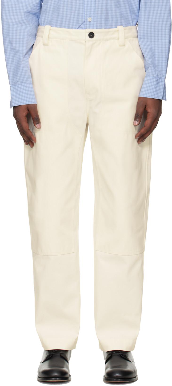 White Aaron Levine Edition Denver Trousers by STUDIO NICHOLSON