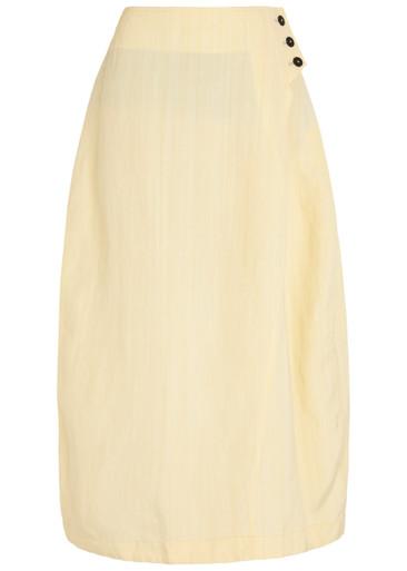 Wrapped effect woven cotton midi skirt by STUDIO NICHOLSON