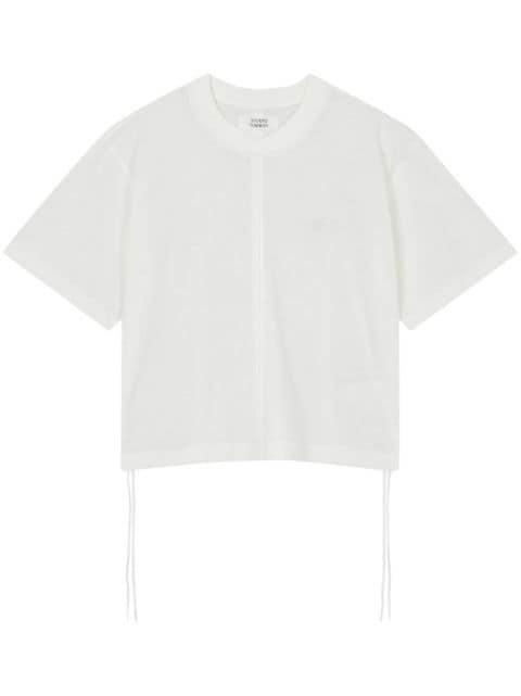 side-drawstring cropped cotton T-shirt by STUDIO TOMBOY