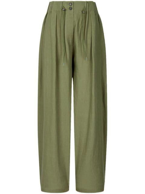 string-band wide-leg linen trousers by STUDIO TOMBOY
