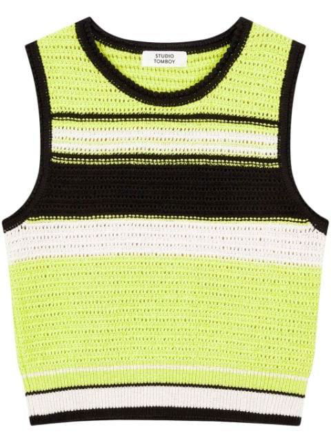 striped cropped knitted top by STUDIO TOMBOY