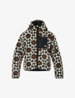 Sherpa graphic-pattern reversible boxy-fit fleece jacket by STUSSY