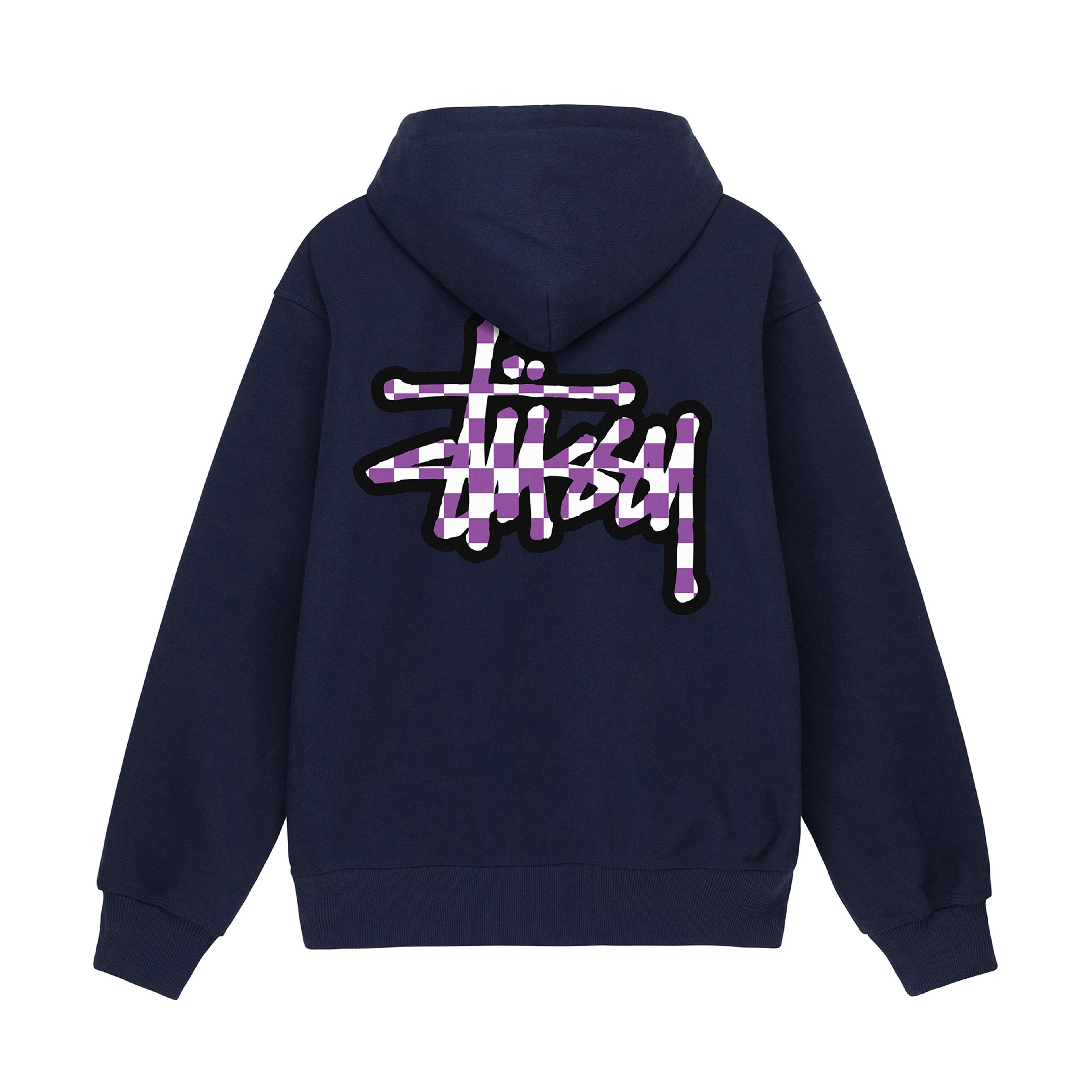 Stüssy - Checker Stock Hood - (Navy) by STUSSY