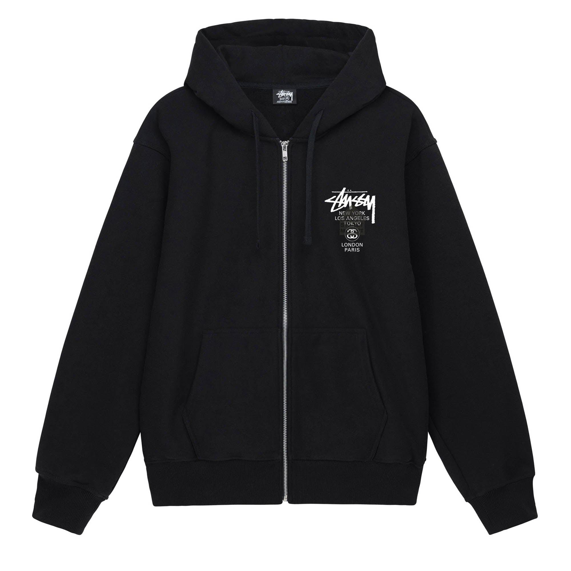 Stüssy DSM World Tour Zip Hoodie (Black) by STUSSY | jellibeans