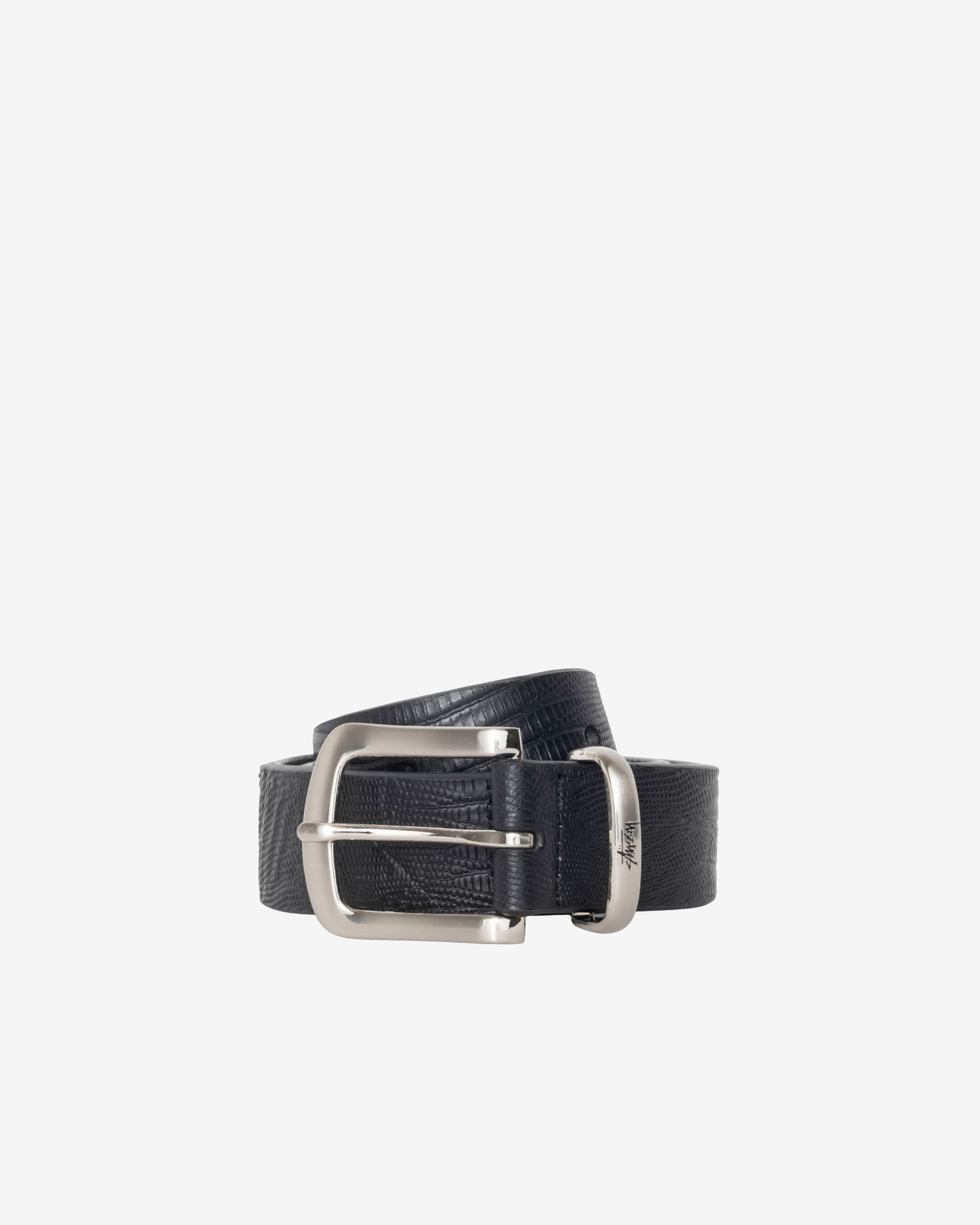 Stüssy - Lizard Texture Underlay Belt - (Black) by STUSSY