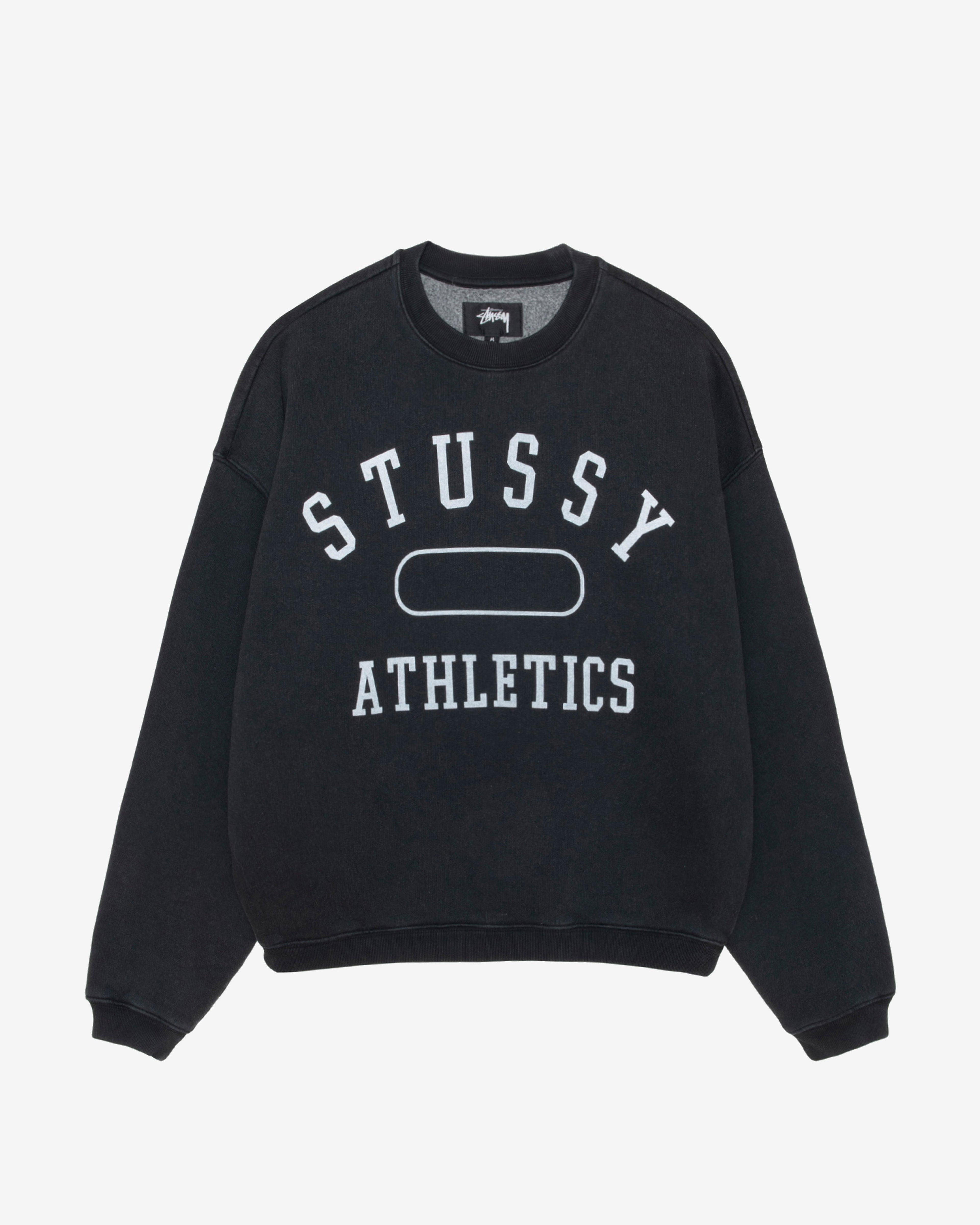 Stüssy - Men's Athletics Crew - (Washed Black) by STUSSY