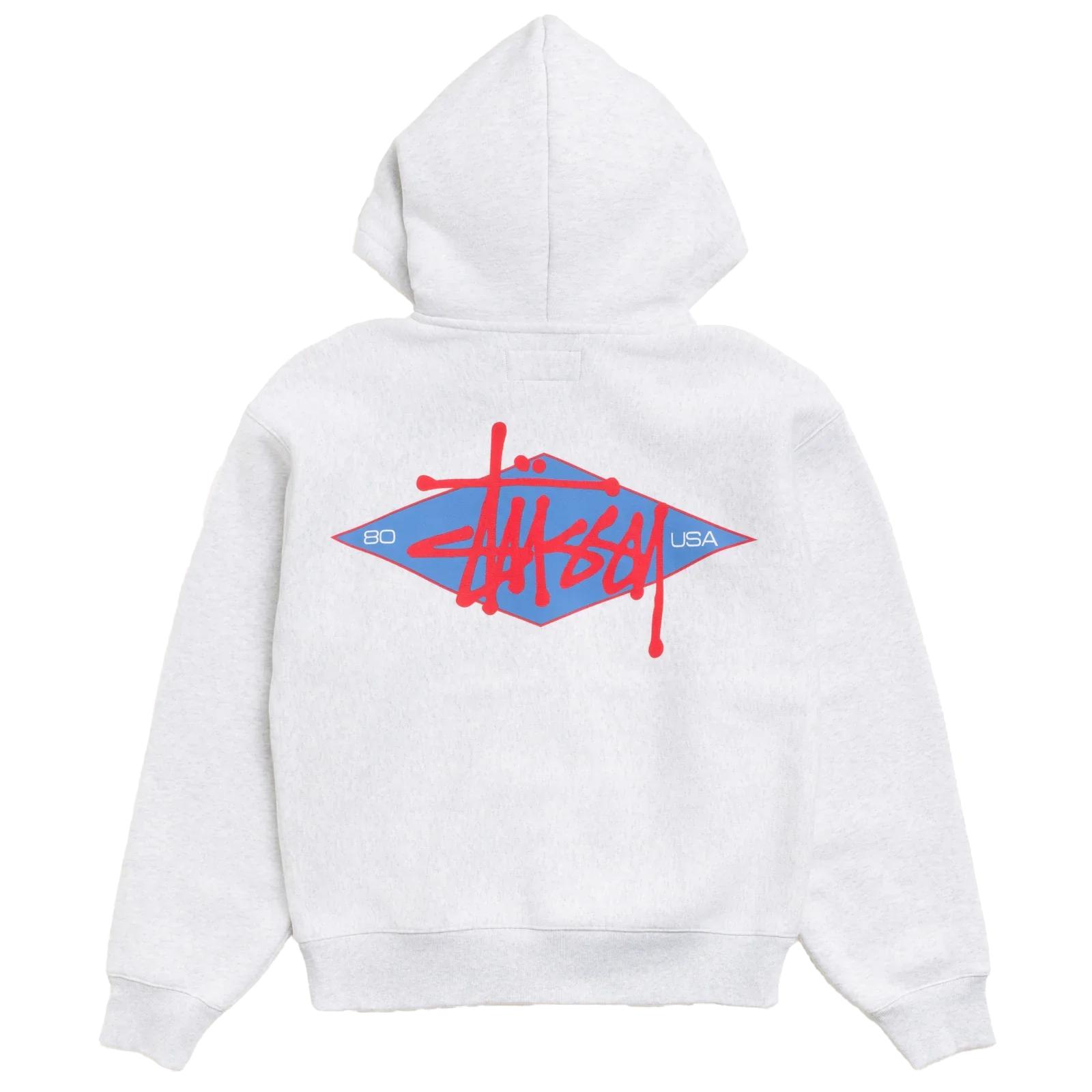 Stüssy - Men's Basic Diamond Zip Hood - (Ash Heather) by STUSSY