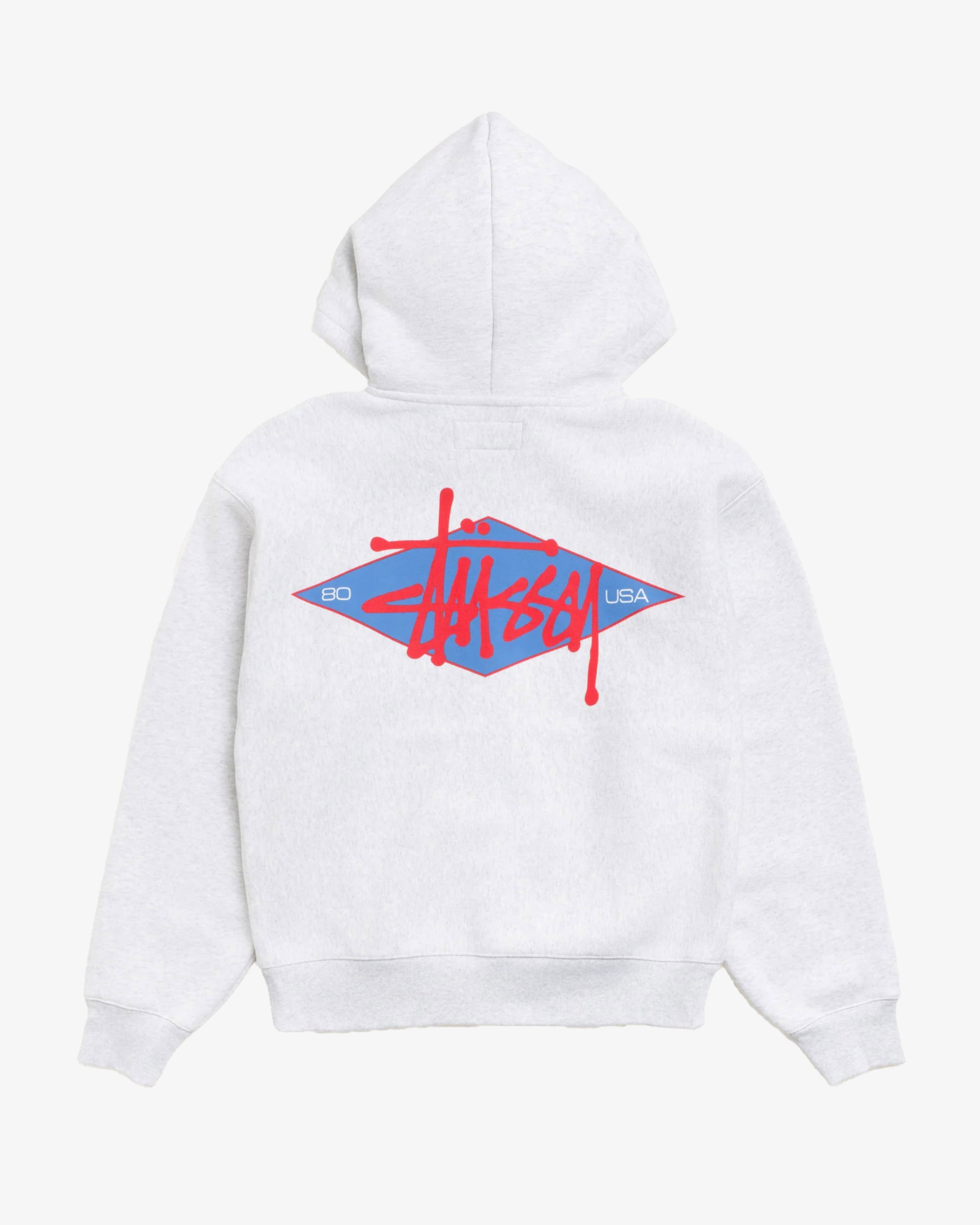 Stüssy  - Men's Basic Diamond Zip Hood - (Ash Heather) by STUSSY