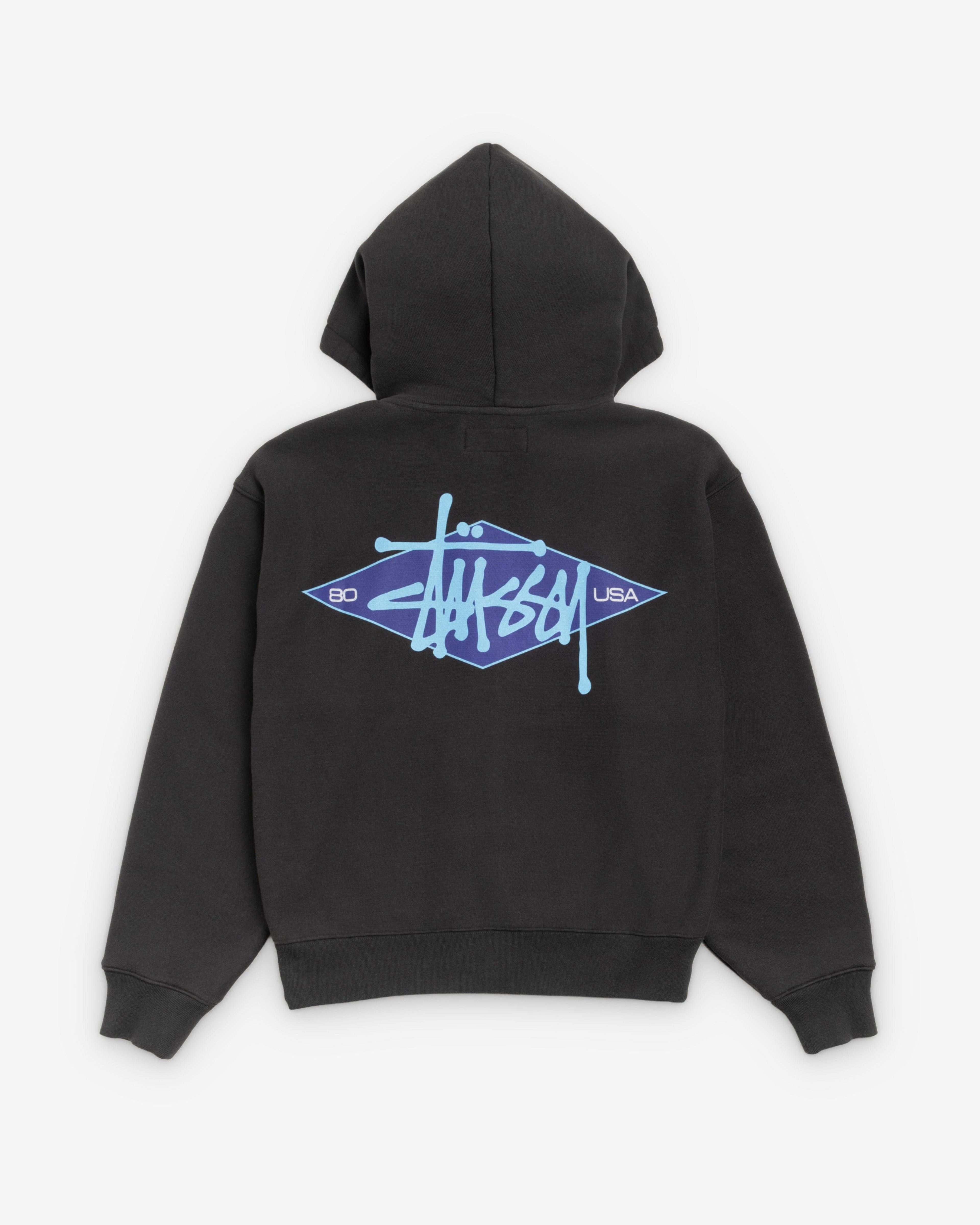 Stüssy  - Men's Basic Diamond Zip Hood - (Black) by STUSSY