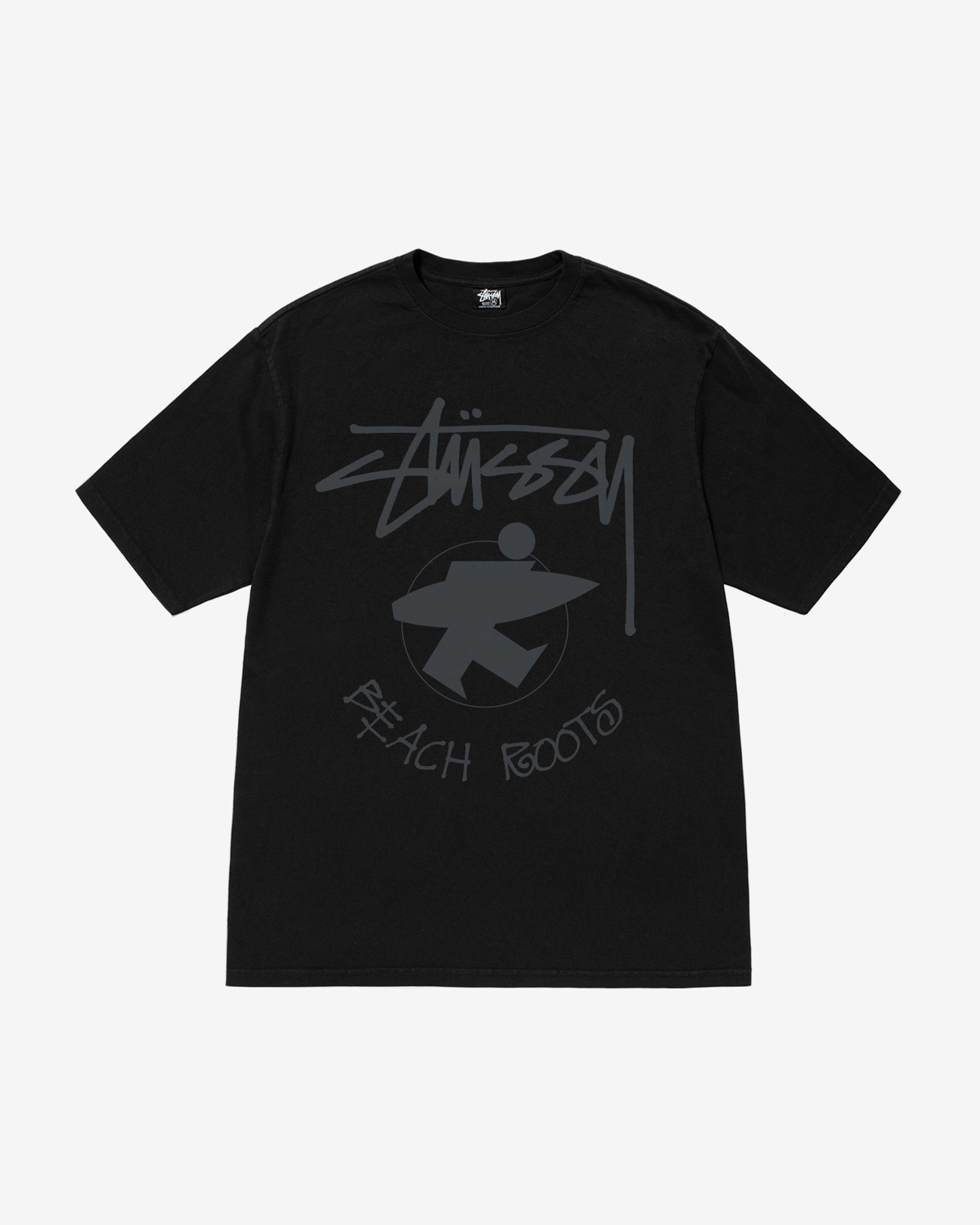 Stüssy - Men's Beach Roots Pig. Dyed Tee - (Black) by STUSSY