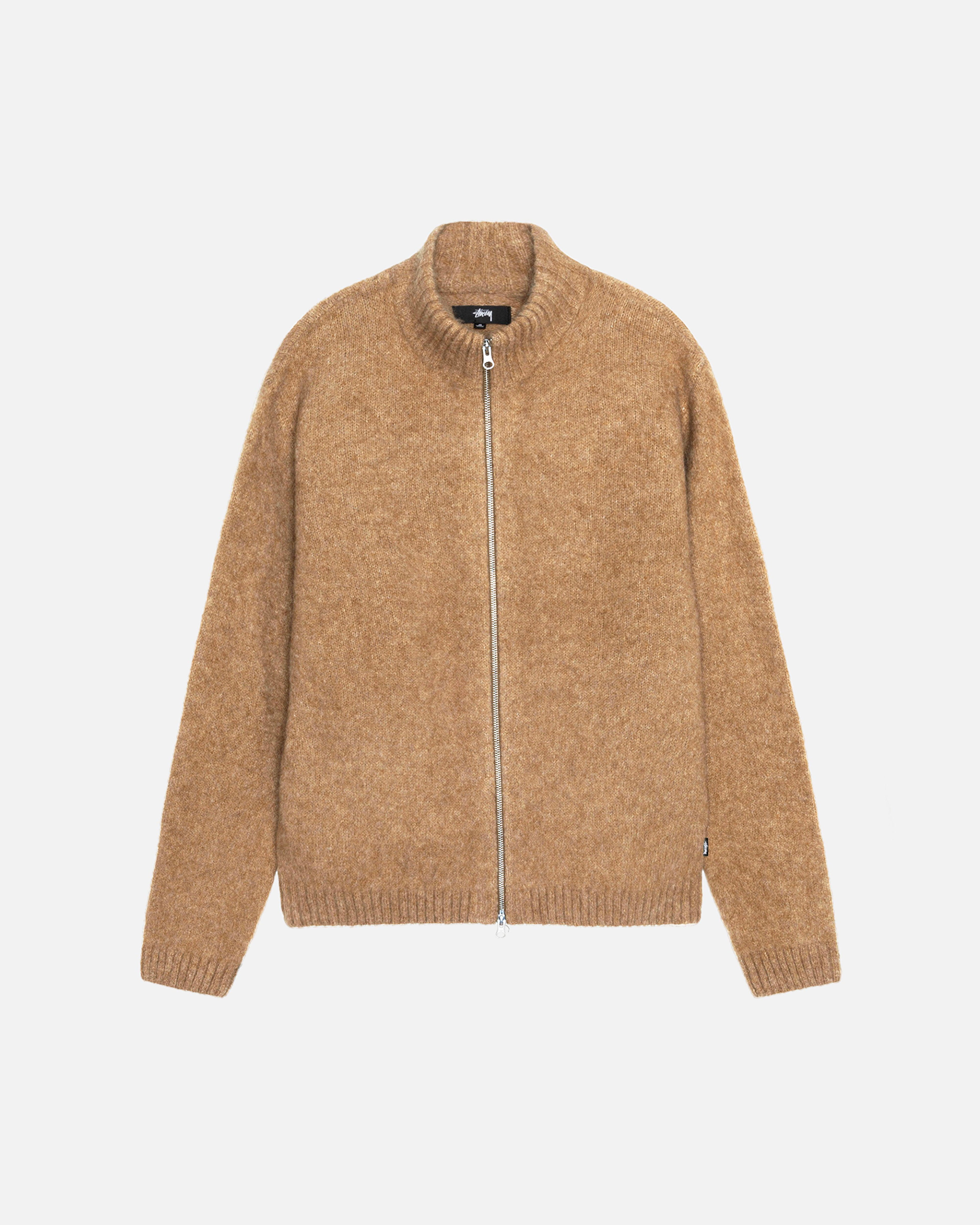 Stüssy - Men's Brushed Mock Full Zip Sweater - (Caml) by STUSSY