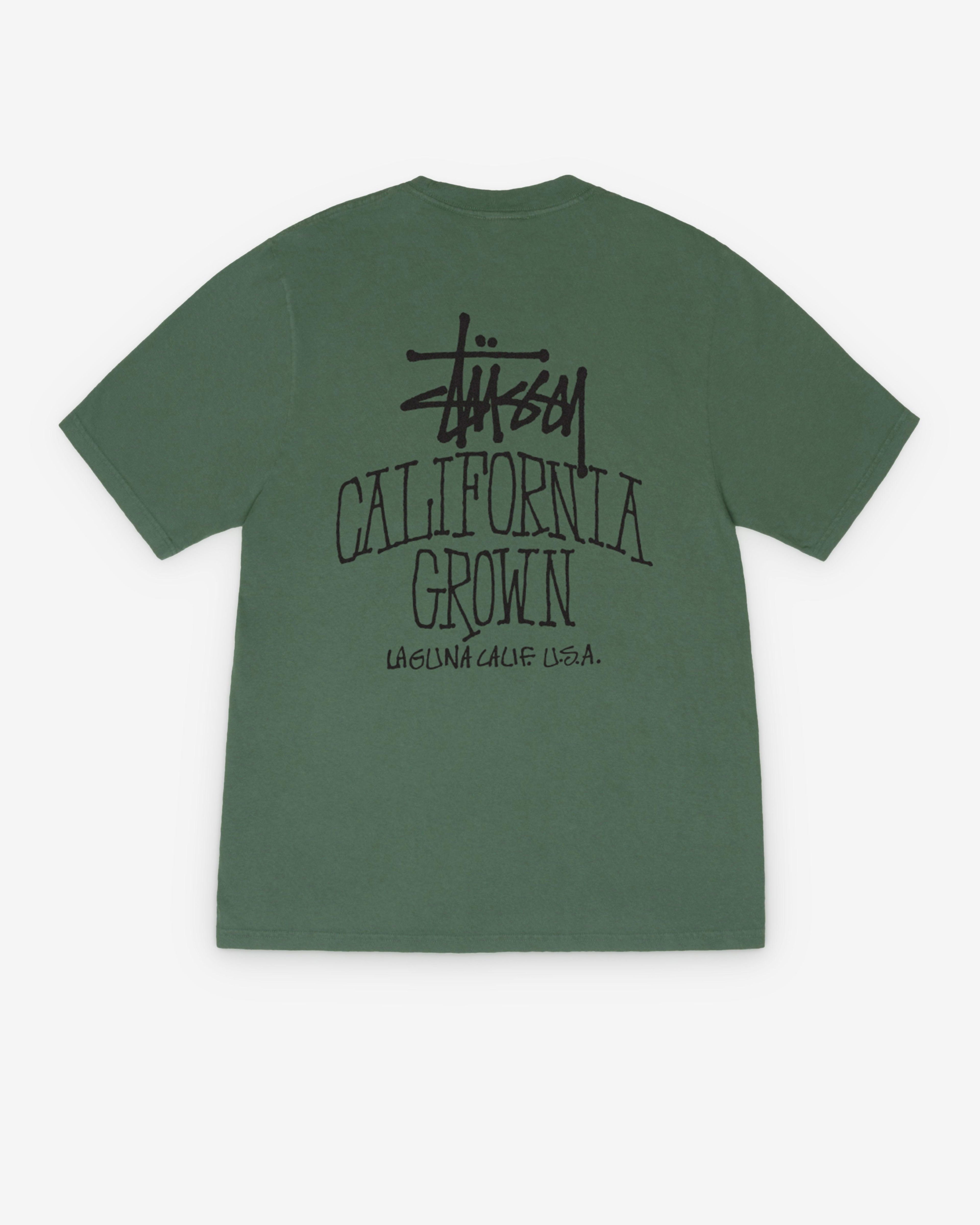 Stüssy - Men's Cali Grown Pig. Dyed Tee - (Pine) by STUSSY Stüssy - Men's Cali Grown Pig. Dyed Tee - (Pine) by STUSSY